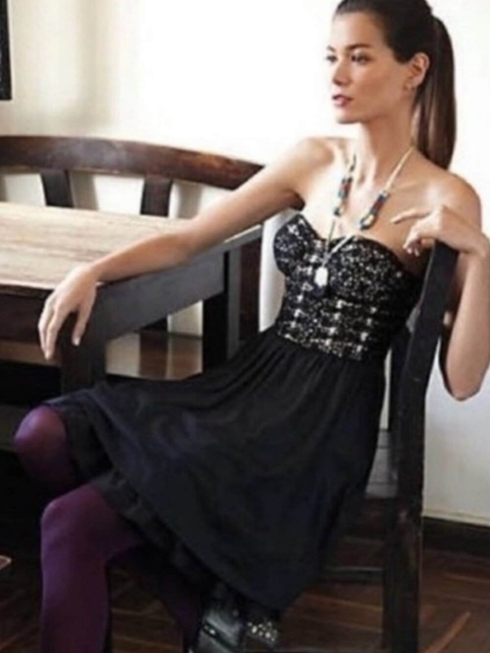 Like New Anthropologie Lil Lace & Light Strapless Dress in Women's 12